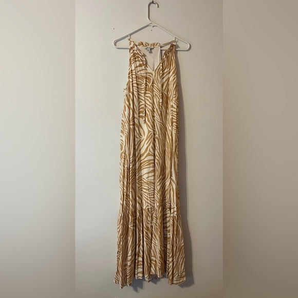 Nine West Womens Tan Zebra Print Flowy Halter Neck Midi Dress - Picture 1 of 7